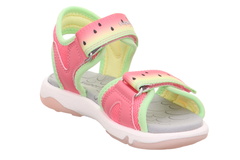 SUPERFIT PEBBLES 9540-552 Sandalen pink/neongrün, Textil/PU-Obermaterial, Klettverschluss, weiße Sohle