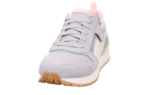 Vorderansicht des SUPERFIT Halbschuh DASH 9562-100 in lilafarbenem Obermaterial und beigefarbener Sohle