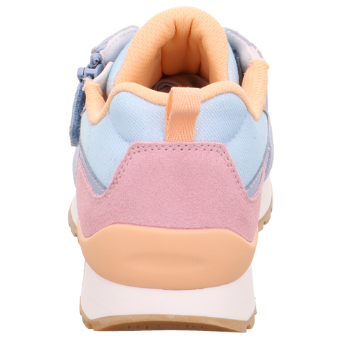 Schuh: Rückansicht des SUPERFIT DASH 9562-840 in Flieder/Hellblau/Rosa; Peach-Kragen und Rücklasche sichtbar.