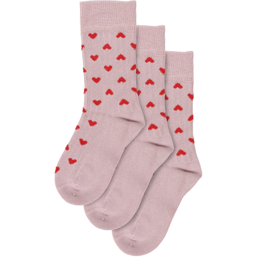 Bambussocken im 3er Pack in rosa mit Herzmustern, weiche und nachhaltige Baumwollsocken für Damen