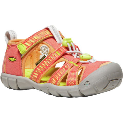 KEEN Halbsandale SEACAMP II CNX - cayenne / neongelb, durable and comfortable outdoor sandal for kids
