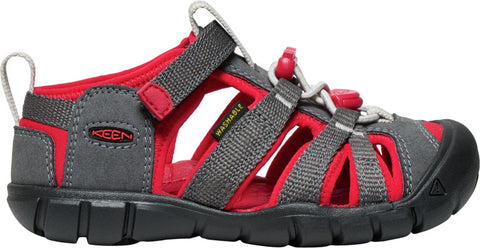 KEEN Halbsandale SEACAMP II CNX - grau / hellgrau / rot - All-terrain sandal for kids with grey, light grey and red colors