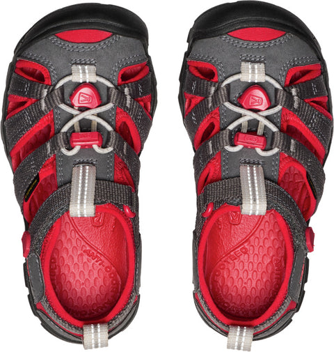 KEEN Halbsandale SEACAMP II CNX in grau, hellgrau, and rot - durable and comfortable outdoor footwear for kids