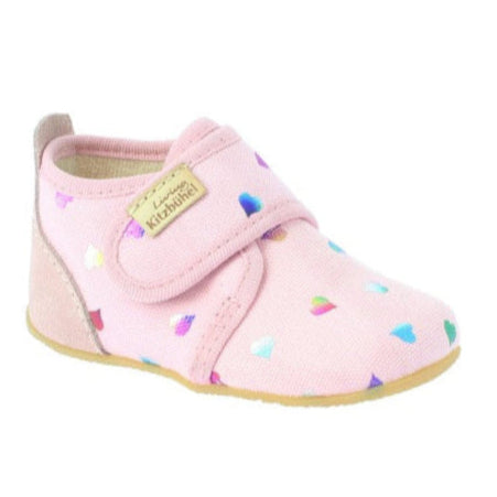 Hausschuh 4710/215 in rosa mit Herzmuster, gemütlicher Wohnhausschuh von LIVING KITZBÜHEL