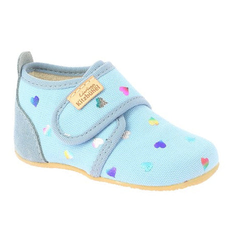 Hellblaue LIVING KITZBÜHEL Hausschuhe mit Herzen-Muster - bequeme und liebevolle Hausschuhe für zu Hause