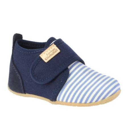 Bequemer navy-blauer Hausschuh mit weißen Streifen von LIVING KITZBÜHEL