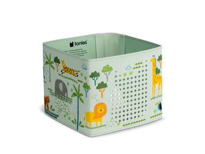 Kinderfreundliche, bunte Gestaltung der Toniebox Hülle mit hochwertigen Druckmotiven im Dschungel Safari Design