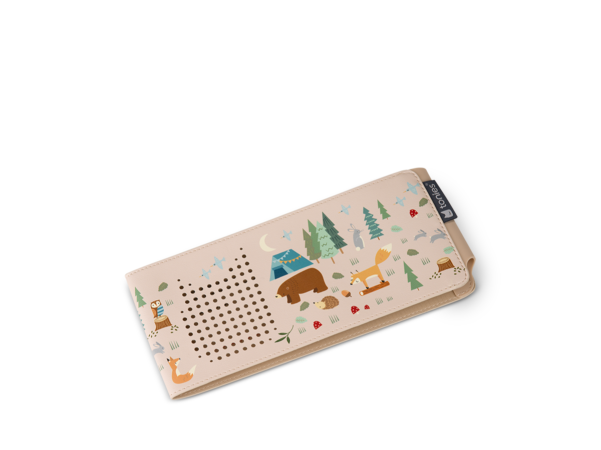 Bunte, liebevoll gestaltete Motive auf der Toniebox Hülle, die individuell kombiniert werden können