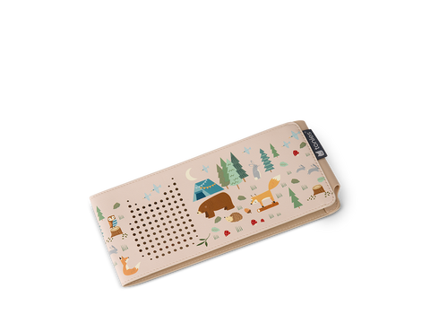 Bunte, liebevoll gestaltete Motive auf der Toniebox Hülle, die individuell kombiniert werden können