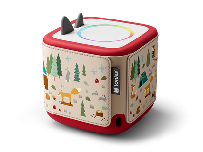 Hülle aus veganem Leder und Silikon, passend für die Toniebox 2, mit präzise positionierten Lautsprecheröffnungen für klaren Klang