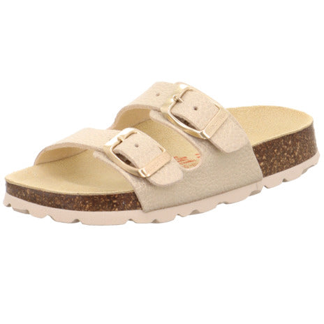 Women's SUPERFIT Hausschuh Pantolette 111-97 in gold, slip-on indoor shoe with comfort footbed and stylish design