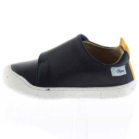 Navy and cinnamon-colored ACEBO'S Barfuß Halbschuh 1376 VE, a stylish and comfortable half shoe ideal for going barefoot