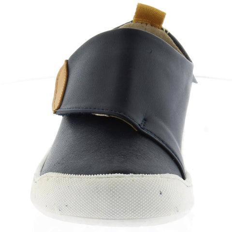 Pair of ACEBO'S Barfuß Halbschuh 1376 VE - navy / zimt shoes for kids, displayed in a stylish and trendy manner