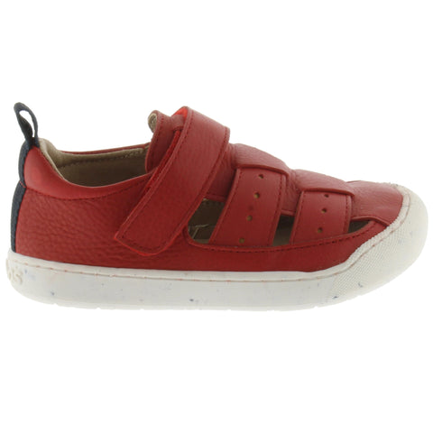 ACEBO'S Barfuß Halbsandale 1377VE - rot in Rot mit Riemen und bequemer Sohle