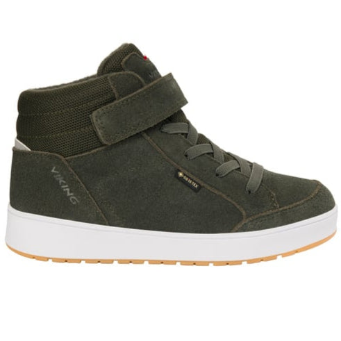 Stiefel aus Veloursleder und Funktionstextil mit Klettverschluss und wasserfester Gore-Tex Membran