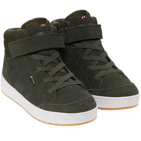 Damen- oder Herrenschuh aus Veloursleder, Funktionstextil, mit Klettverschluss, wasserdicht durch Gore-Tex Technologie in Tanne