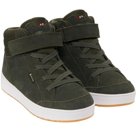 Damen- oder Herrenschuh aus Veloursleder, Funktionstextil, mit Klettverschluss, wasserdicht durch Gore-Tex Technologie in Tanne