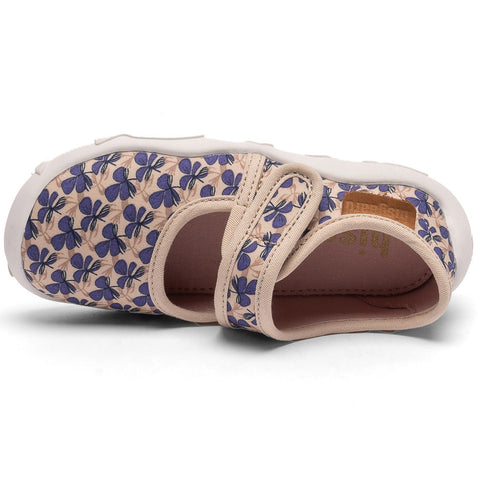 Gemütliche Hausschuhe für Damen in beige und lila mit stabilen Klettverschluss