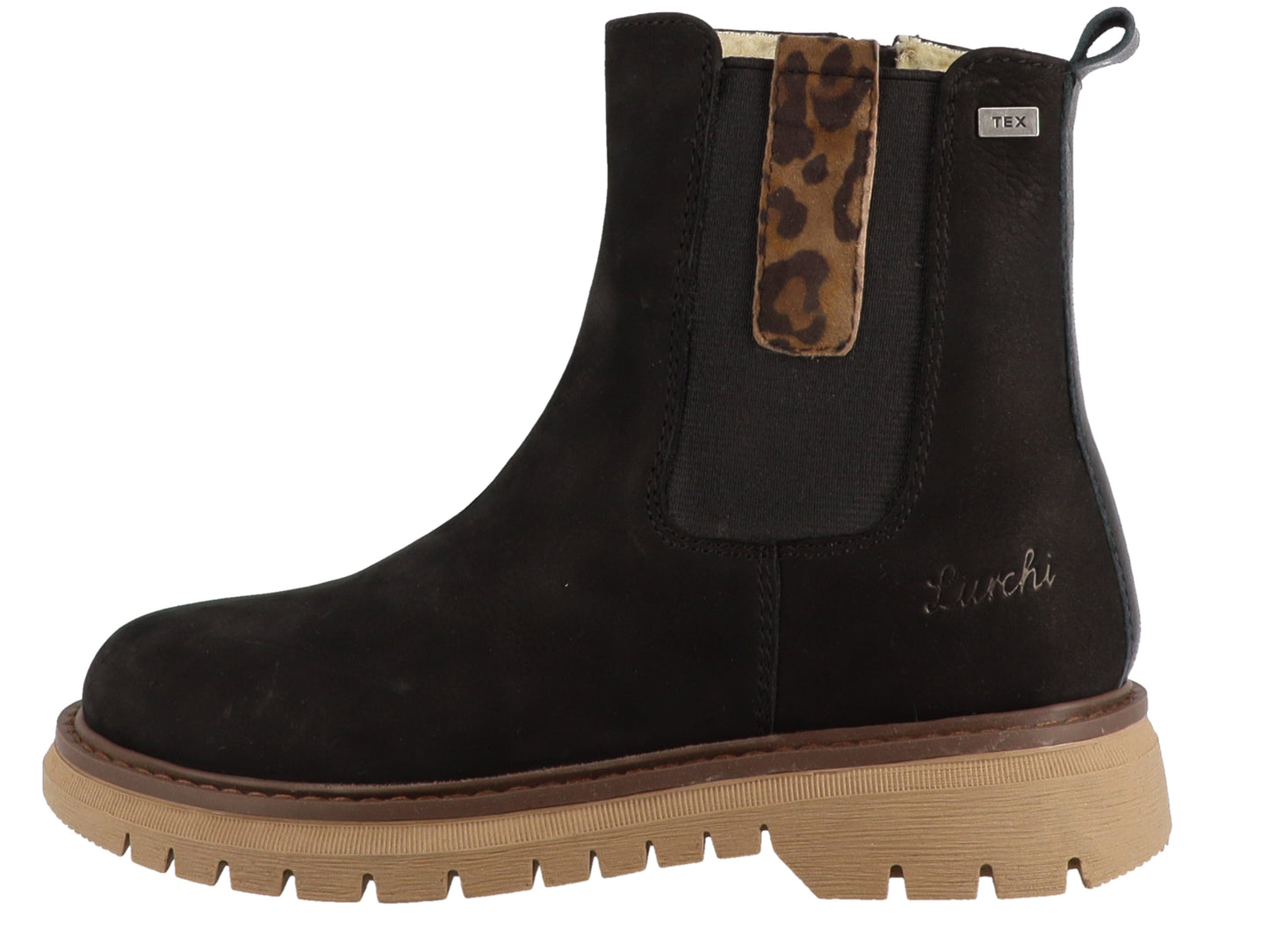 LURCHI TEX Stiefelette ELENA in schwarzem Material mit Leopardenmuster, ideale Kombination aus Stil und Komfort