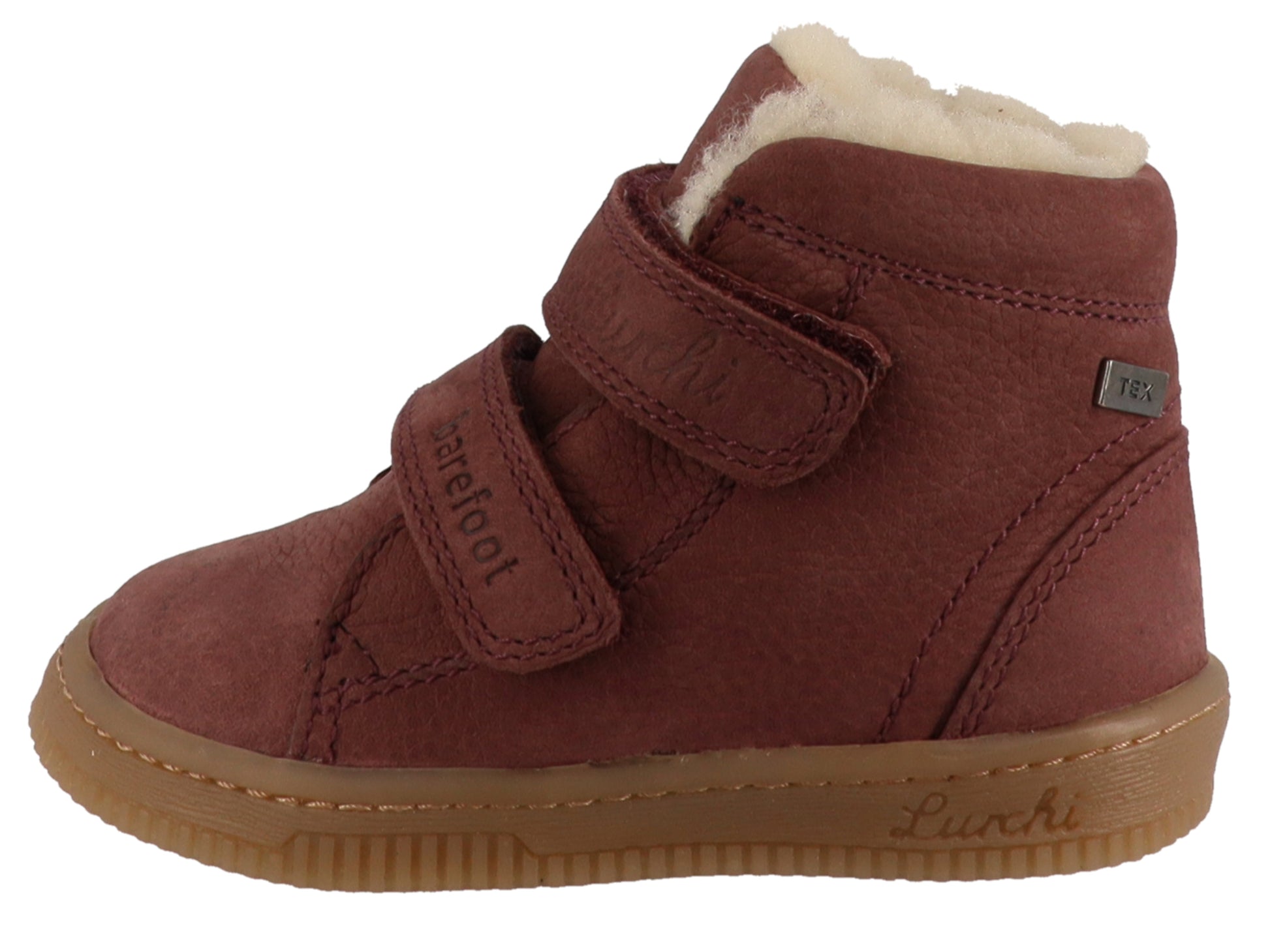 LURCHI TEX Barfuß Knöchelschuh Felix in Bordeaux mit weichem Leder und flexiblem Sohlenkonzept