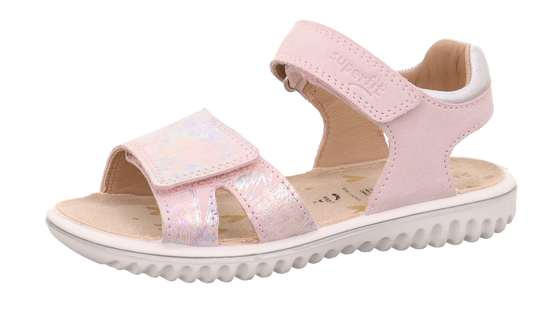 Rosa und silberne Superfit Sandale Sparkle 9004-553 mit funkelnden Details