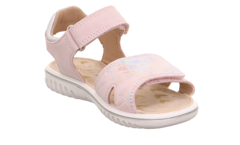 Girls' pink and silver SUPERFIT Sandale SPARKLE 9004-553 with sparkly straps and comfortable footbed
