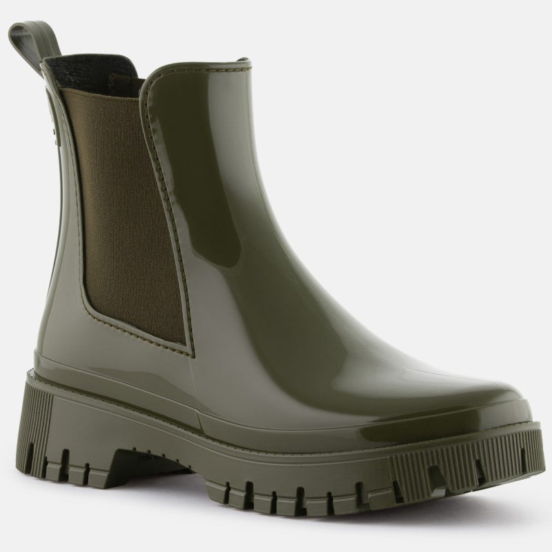 Olivgrüne Gummistiefel aus langlebigem Material mit bequemer Passform und wasserdichtem Design