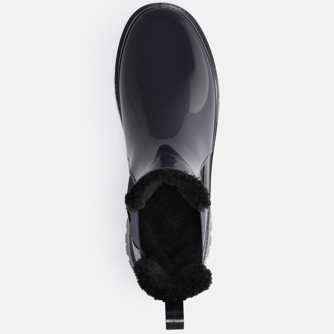 Blick auf die profilierte Sohle der LeMON JELLY Gummistiefel COLDEN BLACK für sicheren Halt