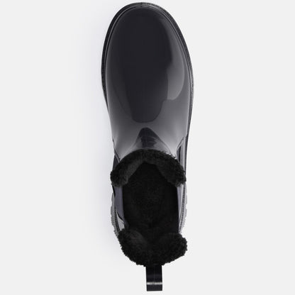 Blick auf die profilierte Sohle der LeMON JELLY Gummistiefel COLDEN BLACK für sicheren Halt