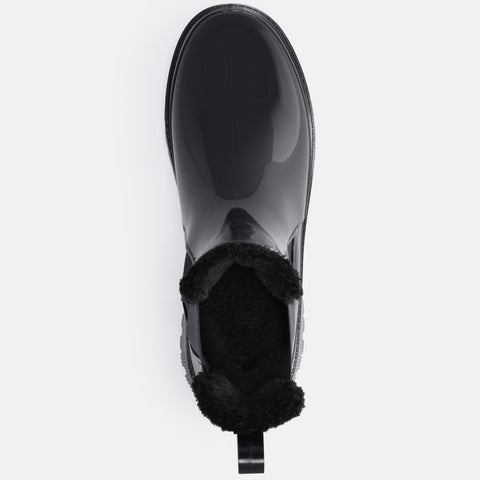 Blick auf die profilierte Sohle der LeMON JELLY Gummistiefel COLDEN BLACK für sicheren Halt