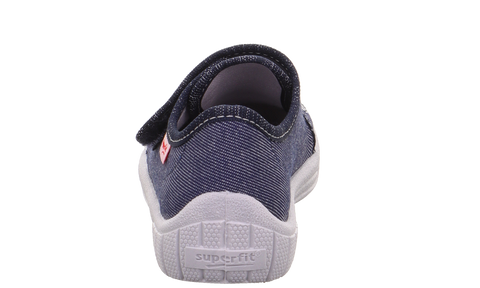 Rückansicht des SUPERFIT Hausschuh BILL 278-808 in blau/grau, Denim-Obermaterial, weiße Sohle