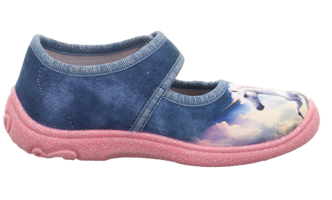 SUPERFIT Hausschuh BELINDA 288-805 - jeans / rosa / Einhorn