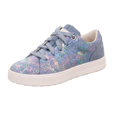 Close-up of SUPERFIT Halbschuh STELLA 807-80 in light blue with stylish pattern on the upper part 