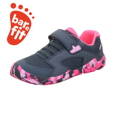 Women's SUPERFIT Halbschuh Barfußschuh TRACE 6030-802 in navy, rosa, and neonpink color combination, providing a comfortable and stylish barefoot shoe option