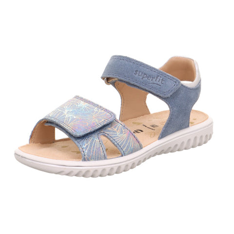 Alt text: Light blue patterned SUPERFIT Sandale SPARKLE 9004-803, a stylish and comfortable summer shoe for women