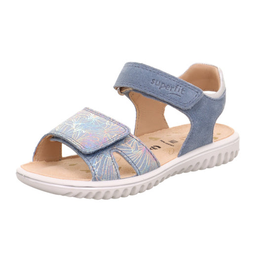 Alt text: Light blue patterned SUPERFIT Sandale SPARKLE 9004-803, a stylish and comfortable summer shoe for women