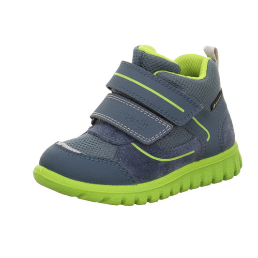 High-performance SUPERFIT GORE-TEX Knöchelschuh SPORT7 MINI 6189-802 in vibrant blue and neon green colors, perfect for active kids
