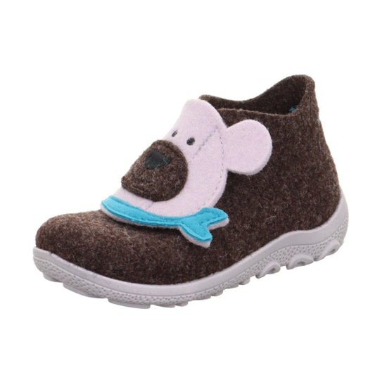 Comfortable and stylish SUPERFIT Hausschuh HAPPY 6295/30 in brown and gray with adorable Eisbär design, perfect for cozy evenings at home