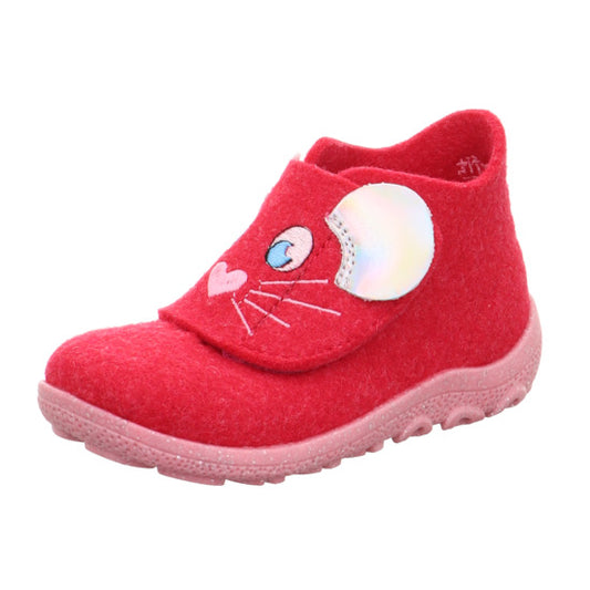 Superfit Happy 6295/551 in red and white with cute mouse design, cozy and comfortable slippers for indoor wear