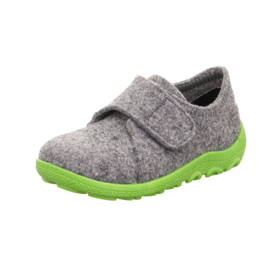 Comfortable and stylish SUPERFIT Hausschuh HAPPY 6296-20 in grey and neon green color combination, perfect for indoor wear