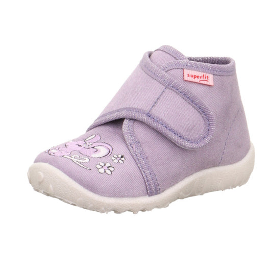Comfortable SUPERFIT Hausschuh SPOTTY 9254-853 in flieder color with cute Maus design