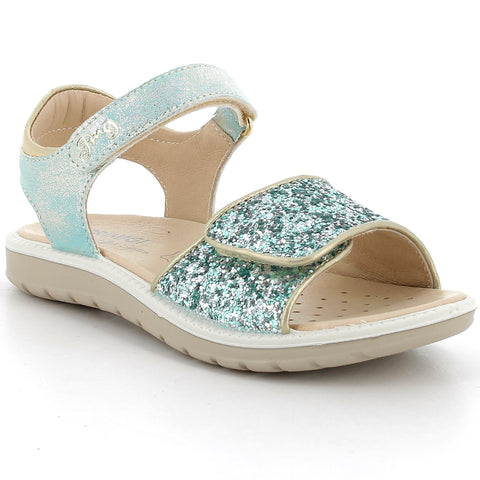 Close-up of PRIMIGI Sandale ALANIS 58873-11 showing mint and gold colors