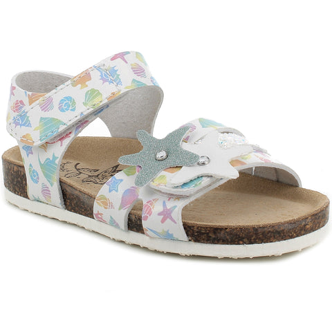  Close-up of PRIMIGI Sandale BIRKY 59324-22 in weiß, Meereswelt design with adjustable straps 