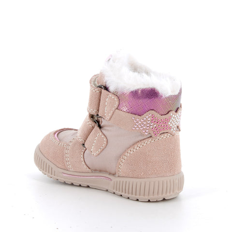 Beige and pink PRIMIGI GORE-TEX ankle shoe featuring glimmering stones