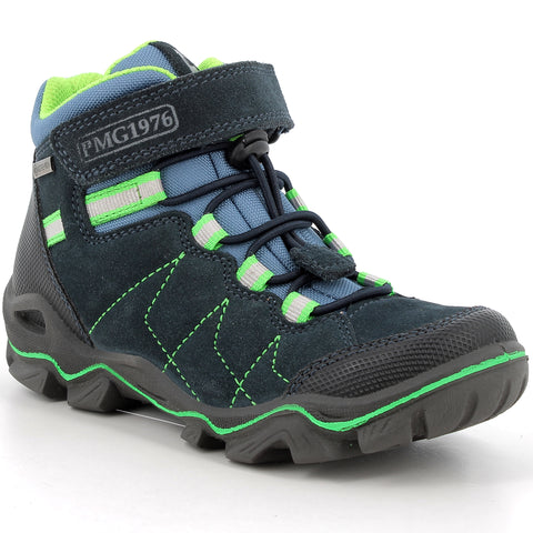 High-quality, waterproof and stylish navy and neongrün ankle shoe