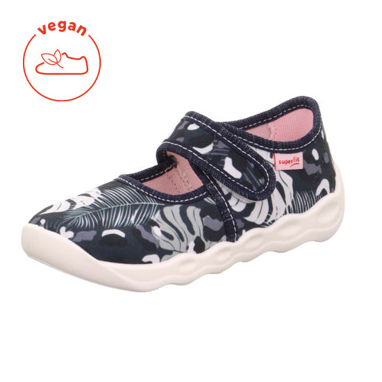 Comfortable and stylish SUPERFIT Hausschuh BUBBLE 6272-804 in dark blue with leaf design