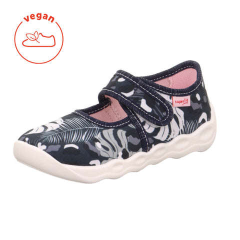 Comfortable and stylish SUPERFIT Hausschuh BUBBLE 6272-804 in dark blue with leaf design