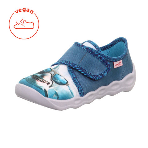 Comfortable and stylish SUPERFIT Hausschuh BUBBLE 6274-804 in blue and white with shark design