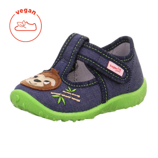 Comfortable and stylish SUPERFIT Hausschuh SPOTTY 9256-807 in blue and green featuring a cute sloth design