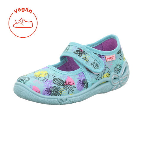 Turquoise SUPERFIT Hausschuh BELINDA 288-752 with summer fruit design, perfect for cozy indoor wear